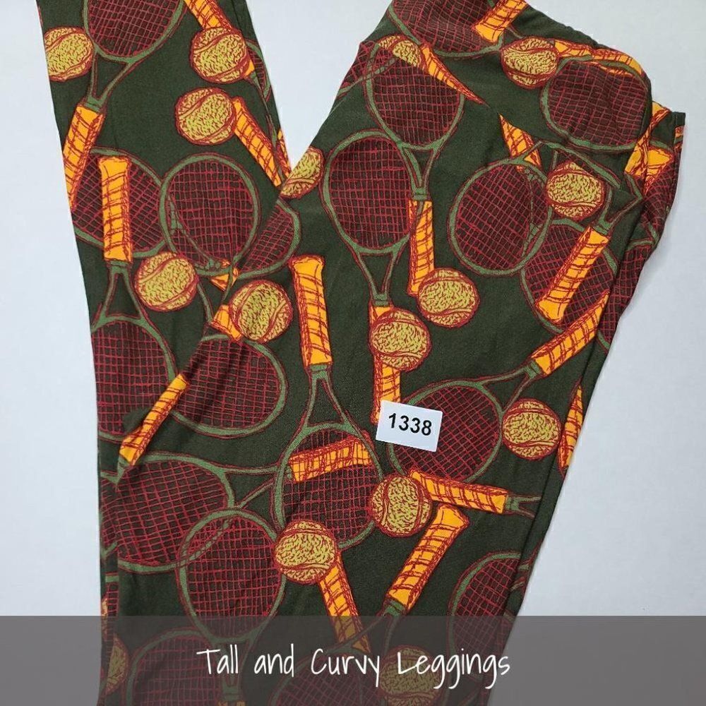 LuLaRoe TC Leggings Tennis Racquets Balls NEW